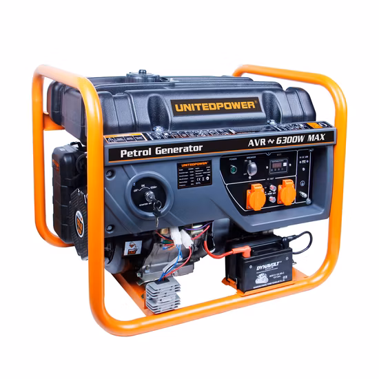 Electric Start 6kw 7kw Single Phase Open Type Portable Gasoline Generator with Up190 14HP Engine